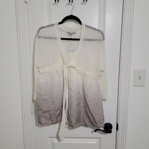 Calypso St. Barth Cream and Gray Cardigan Sweater